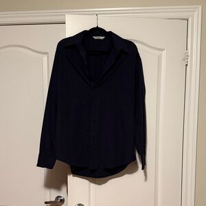 Eddie Bauer Women's Navy Blue Button Down Shirt